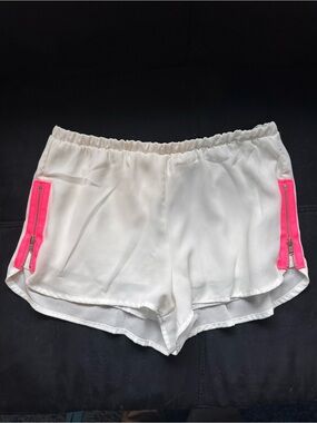 Vintage Havana White and Neon Pink Zipper Shorts